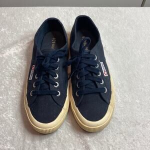 SUPERGA 2750 COTU CLASSIC NAVY BLUE AND WHITE SNEAKERS Size 4.5